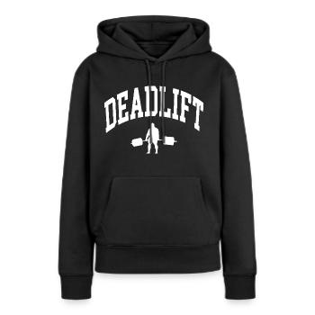 Soulevé de terre - Sweat à capuche Premium bio Femme - noir - Devant - Julia (174cm)
