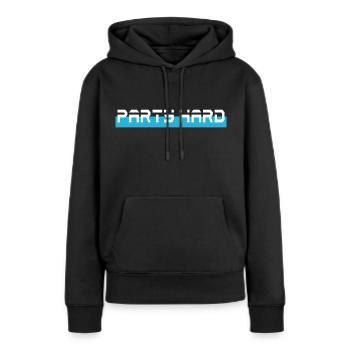 fête hard cyan bleu bleu bleu - Sweat à capuche Premium bio Femme - noir - Devant - Julia (174cm)