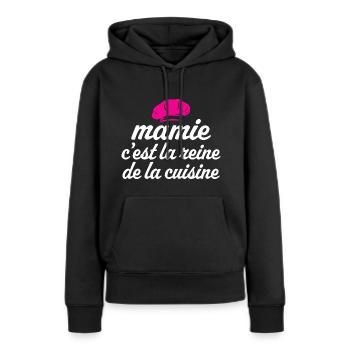 mamie c'est la reine de la cuisine - Sweat à capuche Premium bio Femme - noir - Devant - Julia (174cm)