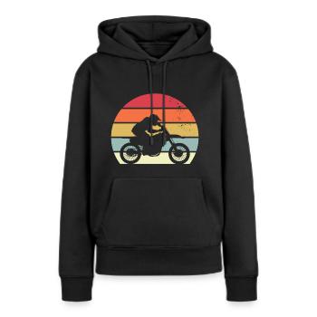 retro motocross motorcycle sport moto - Sweat à capuche Premium bio Femme - noir - Devant - Julia (174cm)