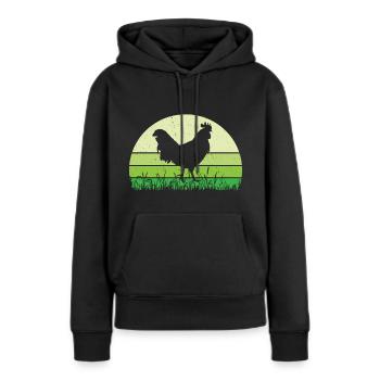 Hahn - Frauen Premium Bio Hoodie - Schwarz - Vorne - Julia (174cm)