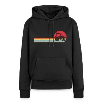 Retro Geschenktraktor für Landwirt - Frauen Premium Bio Hoodie - Schwarz - Vorne - Julia (174cm)