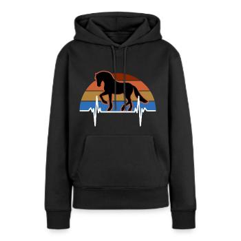 Pferdeherzfrequenz, Reiten, T-Shirt, Pferd - Frauen Premium Bio Hoodie - Schwarz - Vorne - Julia (174cm)