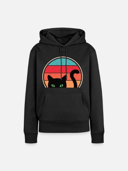 Lustige Katze Blick - Frauen Premium Bio Hoodie - Schwarz