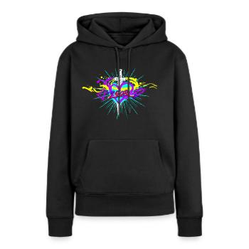 L.Gor Dolch mit Herz - Frauen Premium Bio Hoodie - Schwarz - Vorne - Julia (174cm)