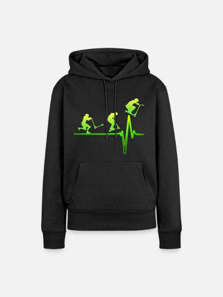 Stunt Scooter EKG Herzschlag Tretroller Geschenk - Frauen Premium Bio Hoodie - Schwarz