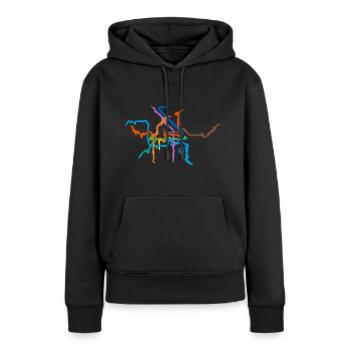 Netzplan Berlin - Frauen Premium Bio Hoodie - Schwarz - Vorne - Julia (174cm)