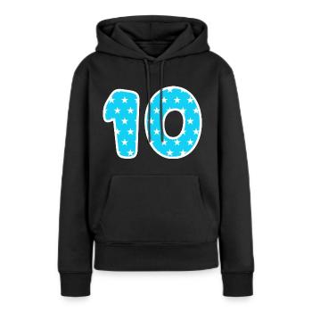 Zehn - Frauen Premium Bio Hoodie - Schwarz - Vorne - Julia (174cm)