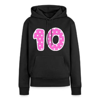 Zehn - Frauen Premium Bio Hoodie - Schwarz - Vorne - Julia (174cm)