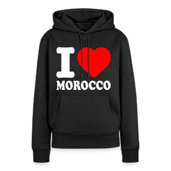 I love morocco - maroc - Sweat à capuche Premium bio Femme - noir - Devant - Julia (174cm)