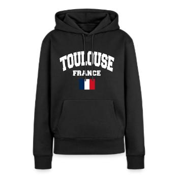 Toulouse - Frauen Premium Bio Hoodie - Schwarz - Vorne - Julia (174cm)