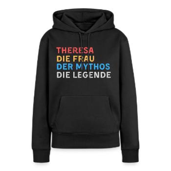 Theresa Fau Mythos Legende - Frauen Premium Bio Hoodie - Schwarz - Vorne - Julia (174cm)