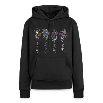 FLEURS DE LA FÊTE DES MÈRES - Sweat à capuche Premium bio Femme - noir - Devant - Julia (174cm)