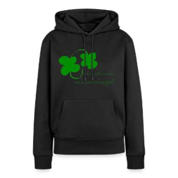 teile dein Glück - Frauen Premium Bio Hoodie - Schwarz - Vorne - Julia (174cm)