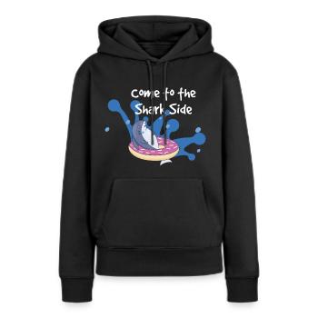 viens du côté des requins noirs - Sweat à capuche Premium bio Femme - noir - Devant - Julia (174cm)