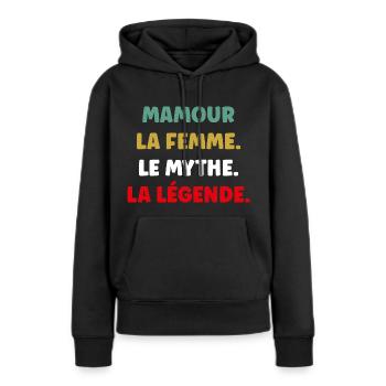 Mamour la femme le mythe - Sweat à capuche Premium bio Femme - noir - Devant - Julia (174cm)