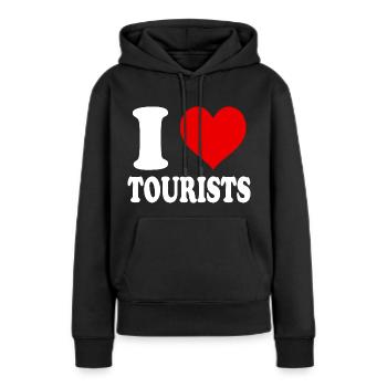 Ich liebe Touristen Touristenherz Reisespaß - Frauen Premium Bio Hoodie - Schwarz - Vorne - Julia (174cm)