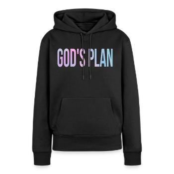 God's Plan - Sweat à capuche Premium bio Femme - noir - Devant - Julia (174cm)