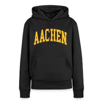 Aix-la-Chapelle - Sweat à capuche Premium bio Femme - noir - Devant - Julia (174cm)