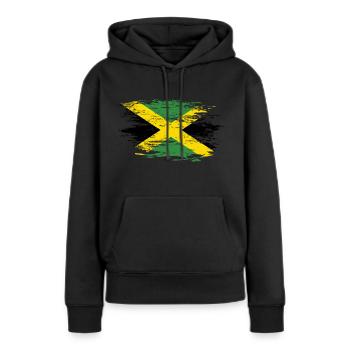 Jamaika Flagge used - Frauen Premium Bio Hoodie - Schwarz - Vorne - Julia (174cm)