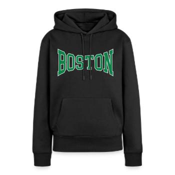 Boston - Sweat à capuche Premium bio Femme - noir - Devant - Julia (174cm)