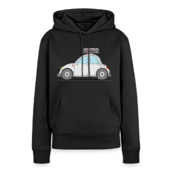 Voiture avec valise sur le toit en gris - Sweat à capuche Premium bio Femme - noir - Devant - Julia (174cm)
