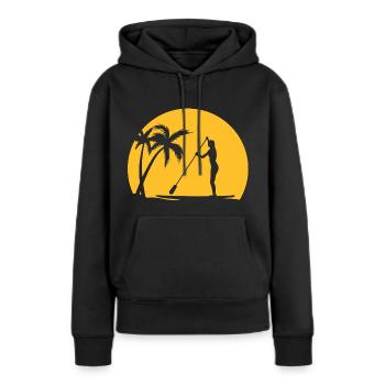 SUP - Frauen Premium Bio Hoodie - Schwarz - Vorne - Julia (174cm)