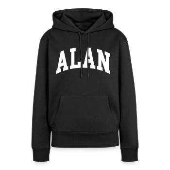 Alain - Sweat à capuche Premium bio Femme - noir - Devant - Julia (174cm)