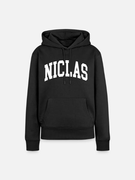 Niclas - Frauen Premium Bio Hoodie - Schwarz