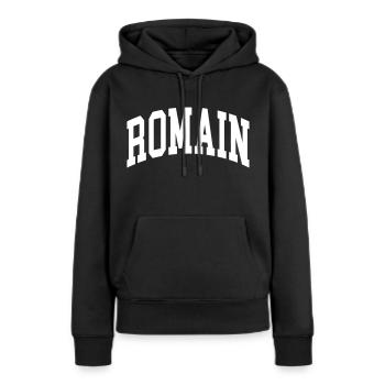 Romain - Sweat à capuche Premium bio Femme - noir - Devant - Julia (174cm)