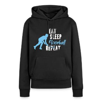 Manger Sleep Floorball Floor Ball Unihockey - Sweat à capuche Premium bio Femme - noir - Devant - Julia (174cm)