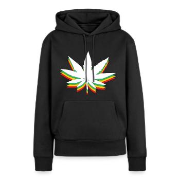 Weed Leaf - Frauen Premium Bio Hoodie - Schwarz - Vorne - Julia (174cm)