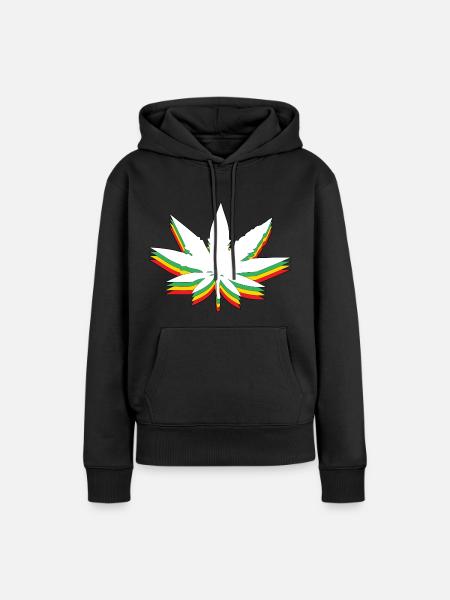 Weed Leaf - Frauen Premium Bio Hoodie - Schwarz