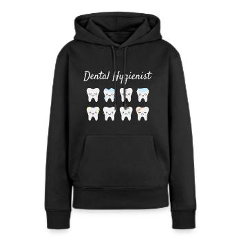 Hygiéniste dentaire - Sweat à capuche Premium bio Femme - noir - Devant - Julia (174cm)