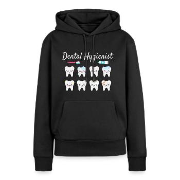 Hygiéniste dentaire - Sweat à capuche Premium bio Femme - noir - Devant - Julia (174cm)
