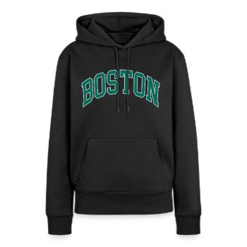 Boston - Sweat à capuche Premium bio Femme - noir - Devant - Julia (174cm)