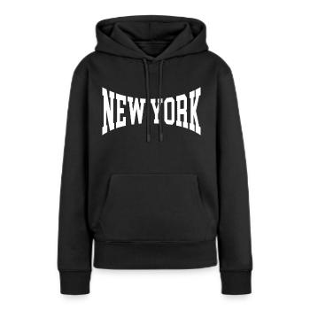 New York - Frauen Premium Bio Hoodie - Schwarz - Vorne - Julia (174cm)