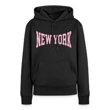 New York - Sweat à capuche Premium bio Femme - noir - Devant - Julia (174cm)