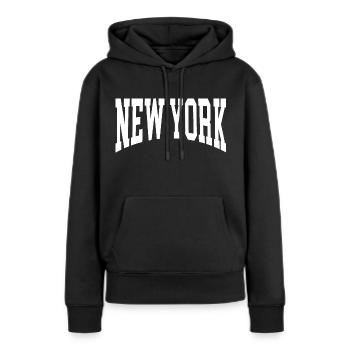 New York - Frauen Premium Bio Hoodie - Schwarz - Vorne - Julia (174cm)