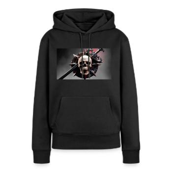 totenkopf schwert lanze - Frauen Premium Bio Hoodie - Schwarz - Vorne - Julia (174cm)
