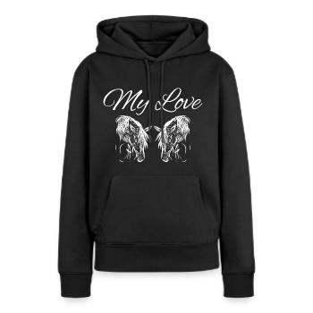 Cheval, Chevaux - Sweat à capuche Premium bio Femme - noir - Devant - Julia (174cm)