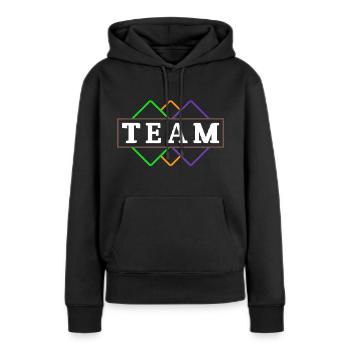 Team - Sweat à capuche Premium bio Femme - noir - Devant - Julia (174cm)