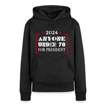 Tous les moins de 70 ans pour le président 2024 - Sweat à capuche Premium bio Femme - noir - Devant - Julia (174cm)