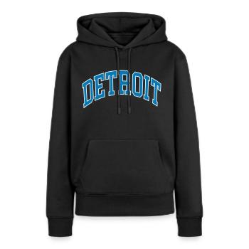 Detroit - Frauen Premium Bio Hoodie - Schwarz - Vorne - Julia (174cm)