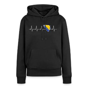 Ich liebe Bosnien und Herzegowina - Herzschlag - Frauen Premium Bio Hoodie - Schwarz - Vorne - Julia (174cm)