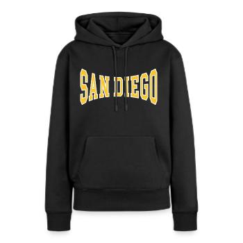 San Diego - Sweat à capuche Premium bio Femme - noir - Devant - Julia (174cm)