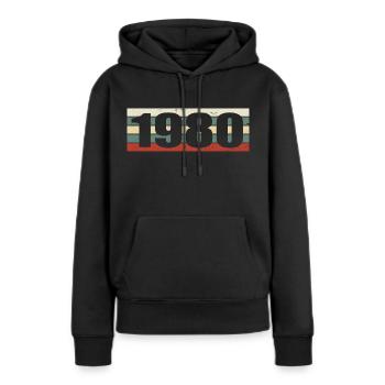 1980 Jahrgang 1980 Geschenk 1980 Geburtstag 1980 - Frauen Premium Bio Hoodie - Schwarz - Vorne - Julia (174cm)