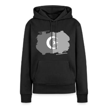 Algerische Flagge in Schwarz-Weiß Negativ - Frauen Premium Bio Hoodie - Schwarz - Vorne - Julia (174cm)