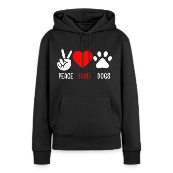 Frieden Liebe Hunde - Frauen Premium Bio Hoodie - Schwarz - Vorne - Julia (174cm)