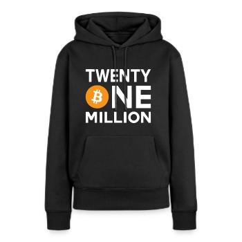 Bitcoin Vingt et un millions - Sweat à capuche Premium bio Femme - noir - Devant - Julia (174cm)